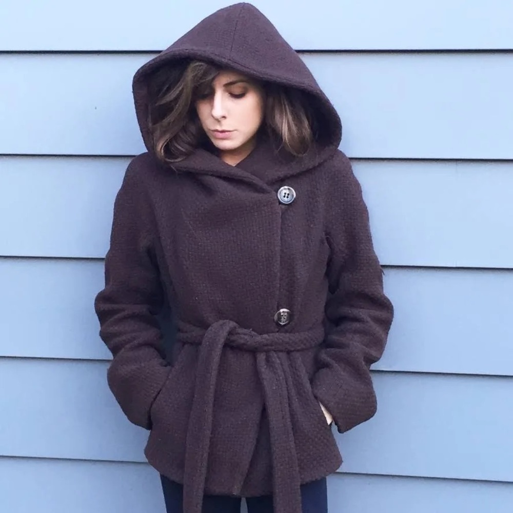 BCBGMAXAZRIA Brown wrap coat medium